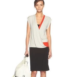 DVF Yukie Colorblock Wrap Crepe Jersey Dress